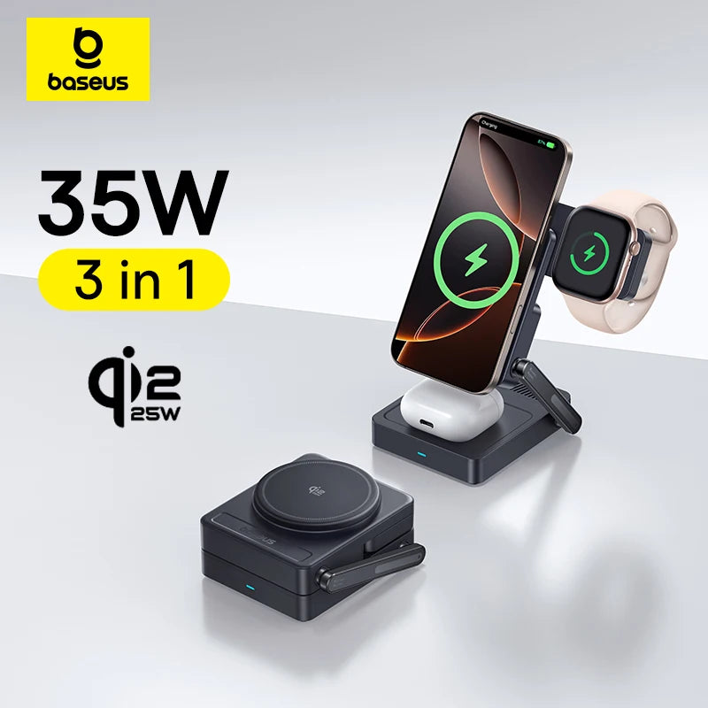 Baseus 3-in-1 Foldable Magnetic Wireless Charger